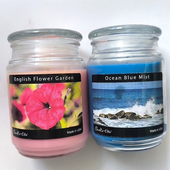 CANDLE-LITE Ocean Blue Mist And English Flower Garden Two Jumbo Candle S… - Picture 2 of 13